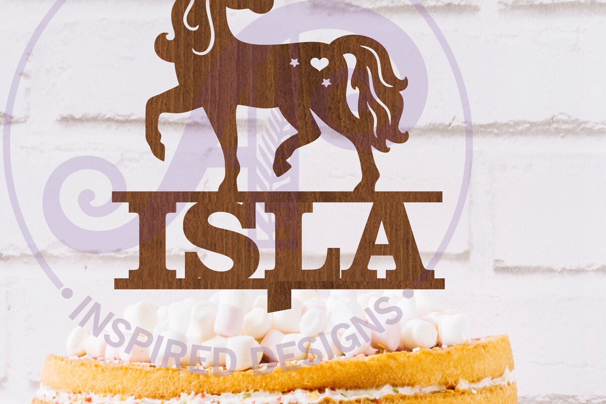 Σετ των 2 Intra απο ξύλο plywood 3mm-4mm πάχος – Εξατομικευμένο Unicorn Cake Topper Δίασταση  20x20 cm INTRAFABR-118507663
