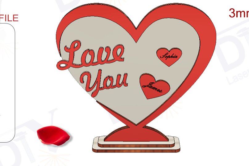 Σετ των 2 Intra απο ξύλο plywood 3mm-4mm πάχος – Εξατομικευμένο σταντ καρδιάς για την ημέρα του Αγίου Βαλεντίνου Δίασταση  20x20 cm INTRAFABR-113324006