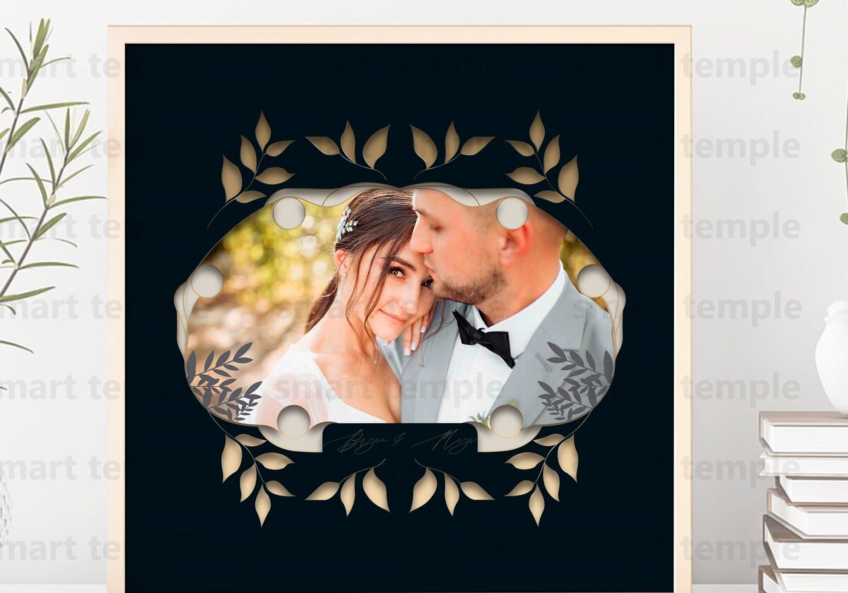 Σετ των 2 Intra απο ξύλο plywood 3mm-4mm πάχος – Εξατομικευμένο Wedding Shadow Box Δίασταση  20x20 cm INTRAFABR-76517693