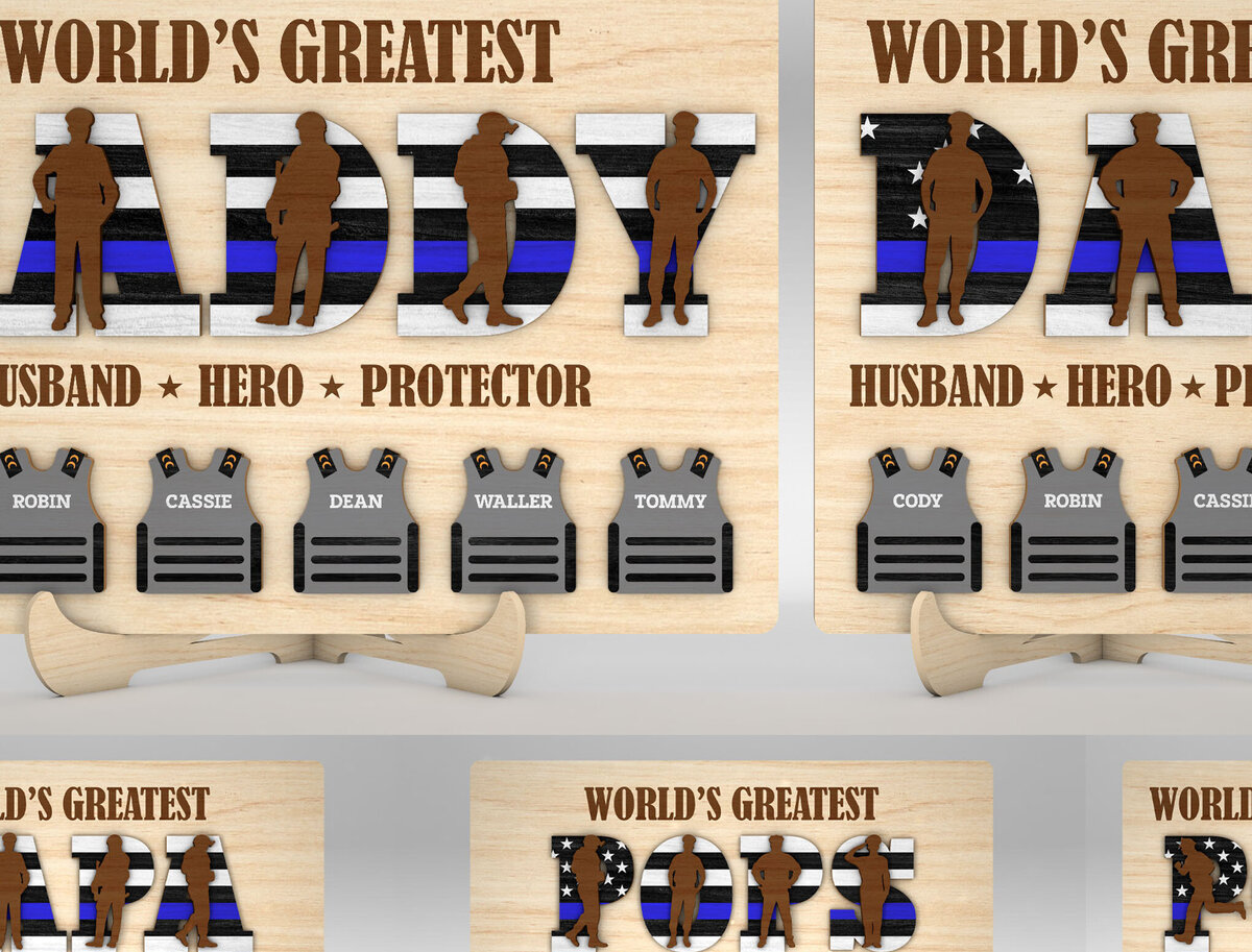 Σετ των 2 Intra απο ξύλο plywood 3mm-4mm πάχος – Εξατομικευμένο σύμβολο του καλύτερου μπαμπά στον κόσμο Δίασταση  20x20 cm INTRAFABR-99992140