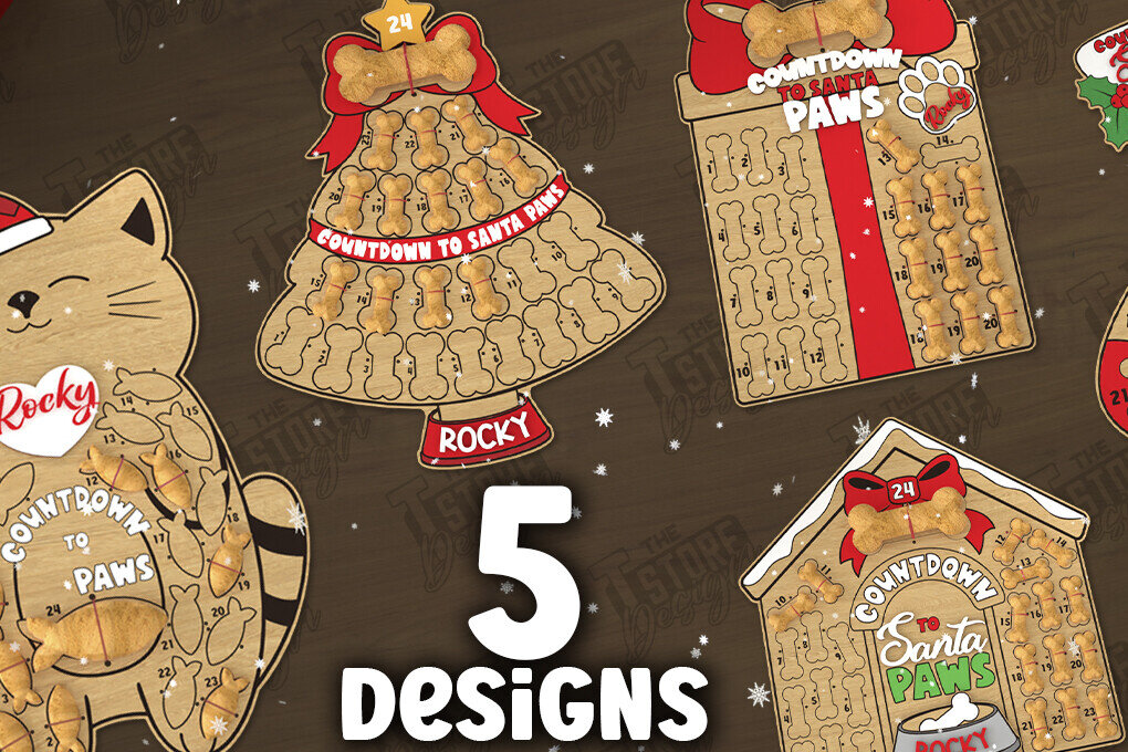 Σετ των 2 Intra απο ξύλο plywood 3mm-4mm πάχος – Pet Advent Calendar Bundle | Δώρο για κατοικίδια Δίασταση  20x20 cm INTRAFABR-110837974