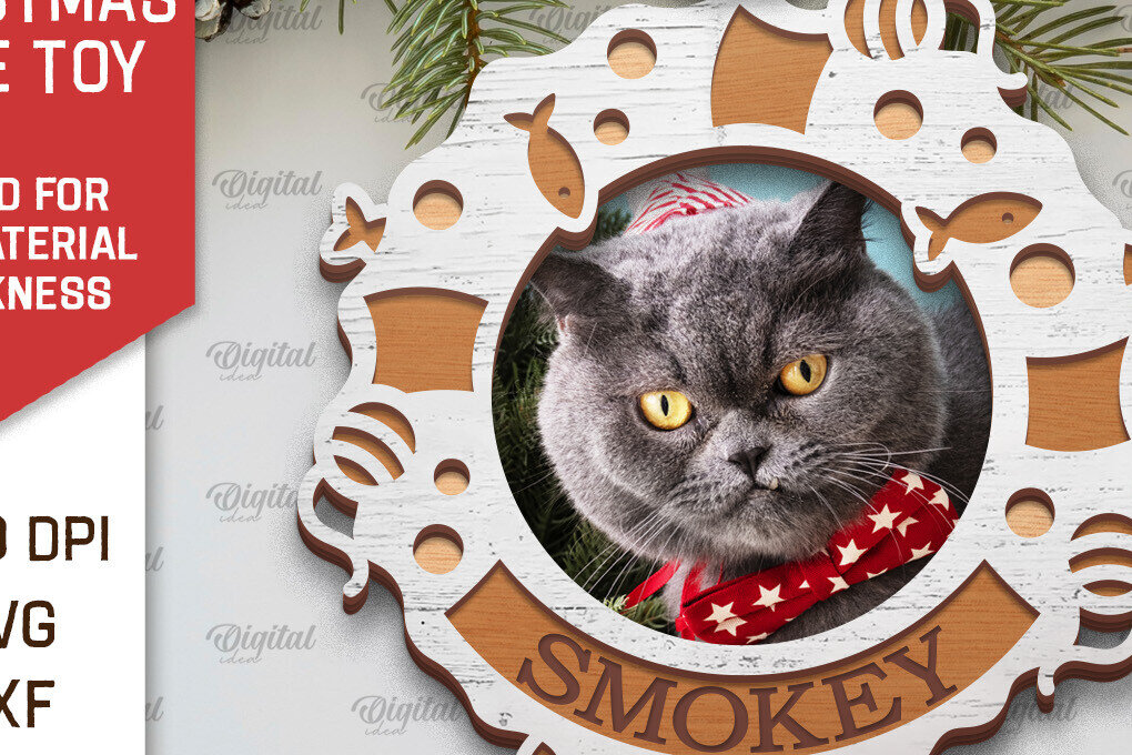 Σετ των 2 Intra απο ξύλο plywood 3mm-4mm πάχος – Χριστουγεννιάτικο στολίδι με λέιζερ κατοικίδιων ζώων Δίασταση  20x20 cm INTRAFABR-104864631