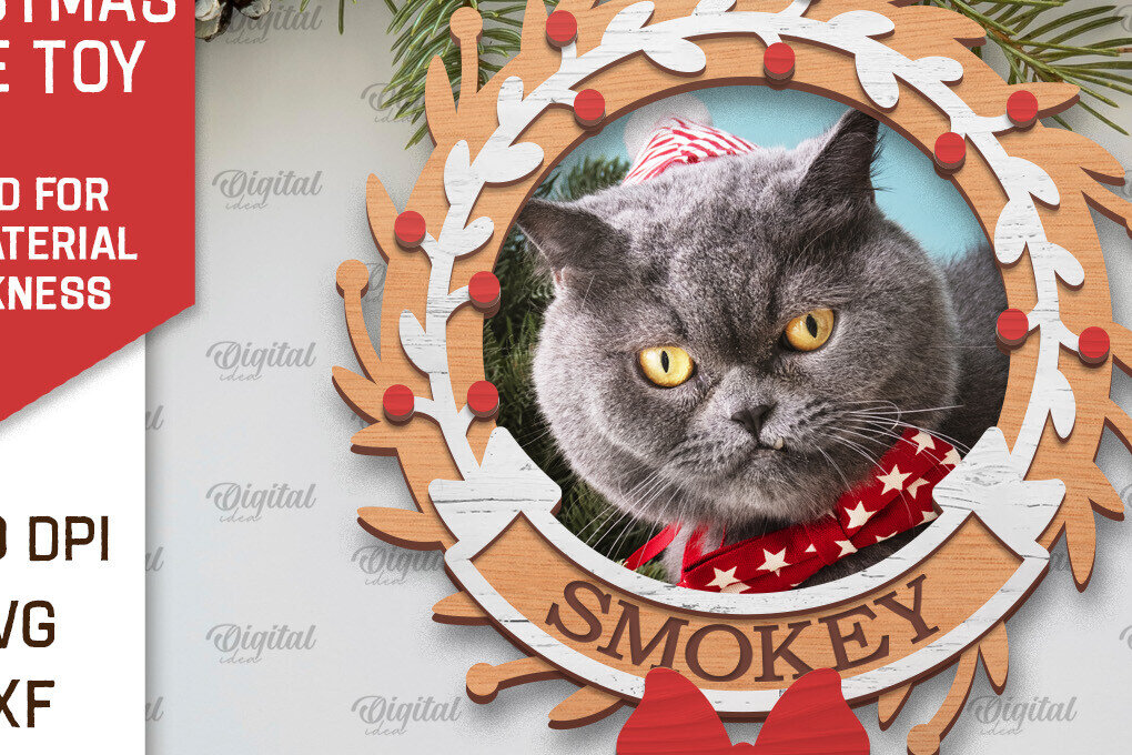 Σετ των 2 Intra απο ξύλο plywood 3mm-4mm πάχος – Χριστουγεννιάτικο στολίδι με λέιζερ κατοικίδιων ζώων Δίασταση  20x20 cm INTRAFABR-104864428