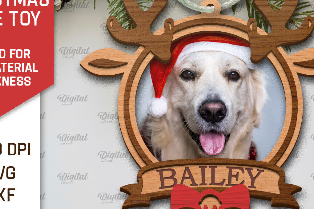 Σετ των 2 Intra απο ξύλο plywood 3mm-4mm πάχος – Χριστουγεννιάτικο στολίδι με λέιζερ κατοικίδιων ζώων Δίασταση  20x20 cm INTRAFABR-104864471