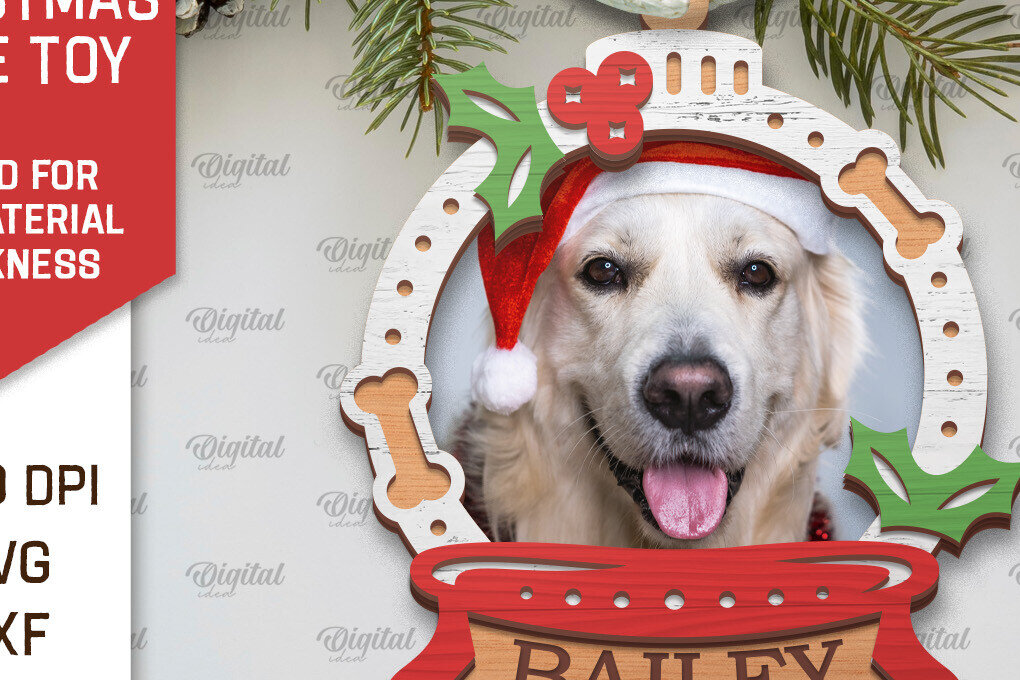 Σετ των 2 Intra απο ξύλο plywood 3mm-4mm πάχος – Χριστουγεννιάτικο στολίδι με λέιζερ κατοικίδιων ζώων Δίασταση  20x20 cm INTRAFABR-104864510