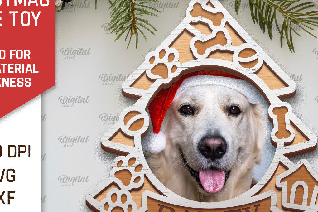 Σετ των 2 Intra απο ξύλο plywood 3mm-4mm πάχος – Χριστουγεννιάτικο στολίδι με λέιζερ κατοικίδιων ζώων Δίασταση  20x20 cm INTRAFABR-104864549