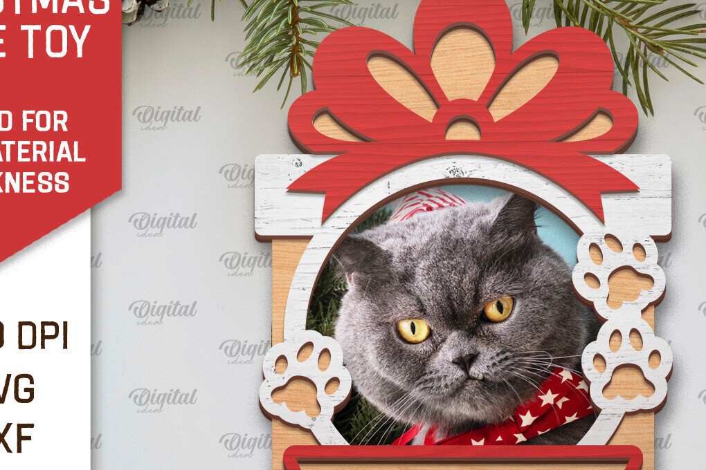 Σετ των 2 Intra απο ξύλο plywood 3mm-4mm πάχος – Χριστουγεννιάτικο στολίδι με λέιζερ κατοικίδιων ζώων Δίασταση  20x20 cm INTRAFABR-104864575