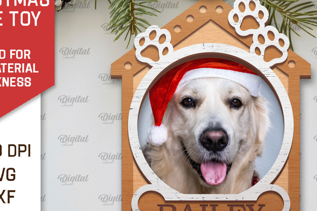 Σετ των 2 Intra απο ξύλο plywood 3mm-4mm πάχος – Χριστουγεννιάτικο στολίδι με λέιζερ κατοικίδιων ζώων Δίασταση  20x20 cm INTRAFABR-104864202