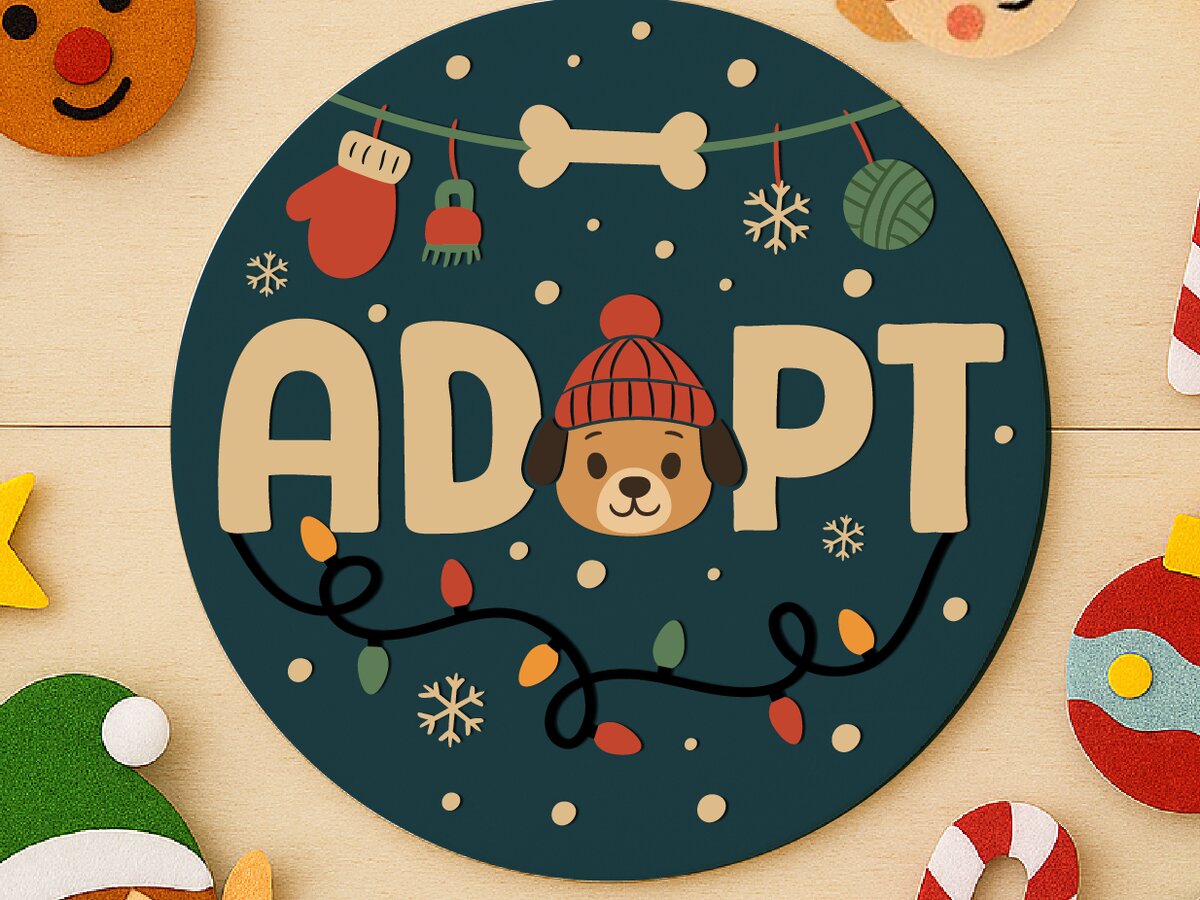 Σετ των 2 Intra απο ξύλο plywood 3mm-4mm πάχος – Pet Christmas καλωσορίσματος Δίασταση  20x20 cm INTRAFABR-124496483