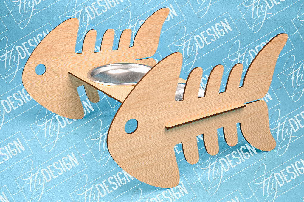 Σετ των 2 Intra απο ξύλο plywood 3mm-4mm πάχος – Κοπή λέιζερ βάσης τροφοδοσίας κατοικίδιων | Pet Design Δίασταση  40x30 cm INTRAFABR-84278174