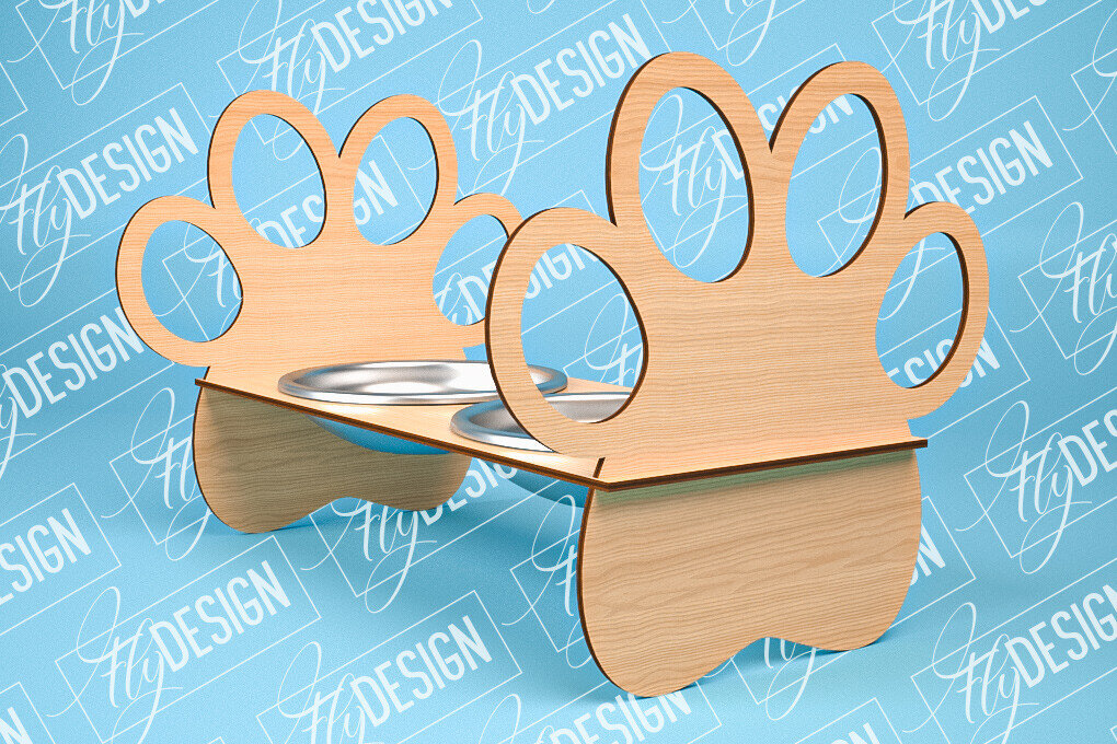 Σετ των 2 Intra απο ξύλο plywood 3mm-4mm πάχος – Κοπή λέιζερ βάσης τροφοδοσίας κατοικίδιων | Pet Design Δίασταση  40x30 cm INTRAFABR-84278363