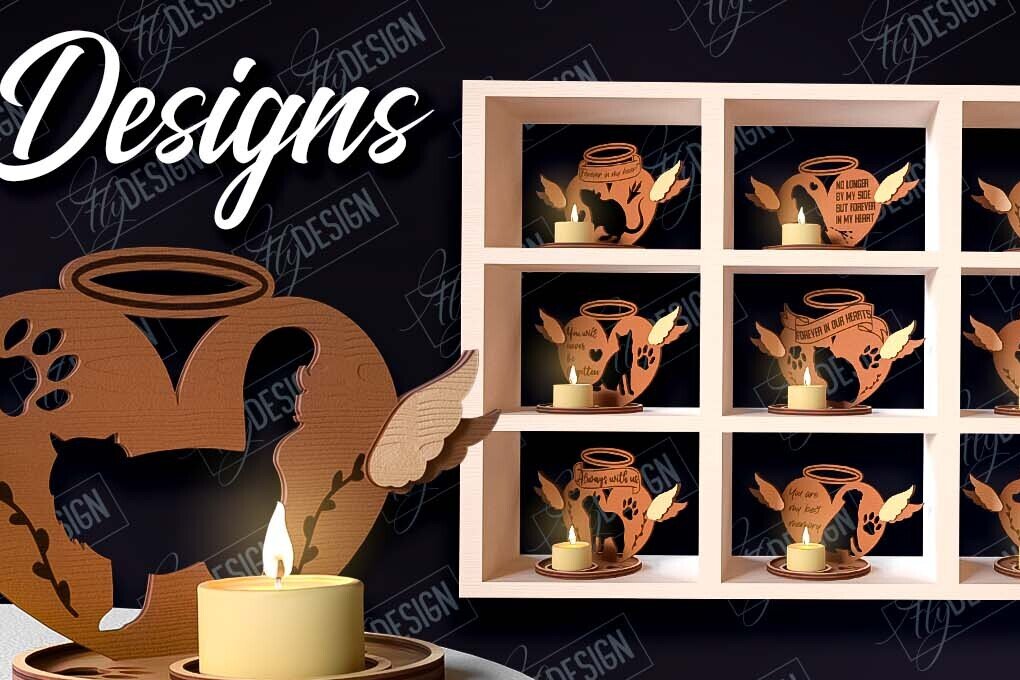 Σετ των 2 Intra απο ξύλο plywood 3mm-4mm πάχος –  δέσμης θήκης κεριών Memorial Pet Δίασταση  20x20 cm INTRAFABR-95506632