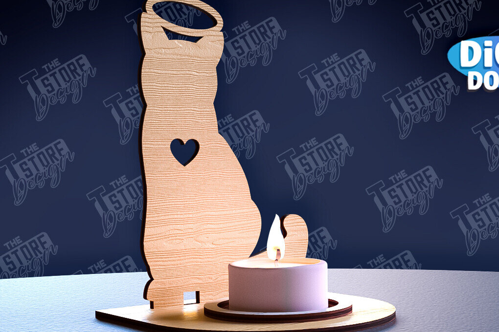 Σετ των 2 Intra απο ξύλο plywood 3mm-4mm πάχος – Μνημείο για κατοικίδια Κεριά κοπής με λέιζερ Δίασταση  20x20 cm INTRAFABR-95357472