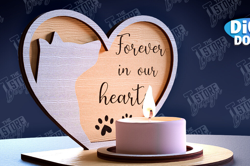 Σετ των 2 Intra απο ξύλο plywood 3mm-4mm πάχος – Μνημείο για κατοικίδια Κεριά κοπής με λέιζερ Δίασταση  20x20 cm INTRAFABR-95357498