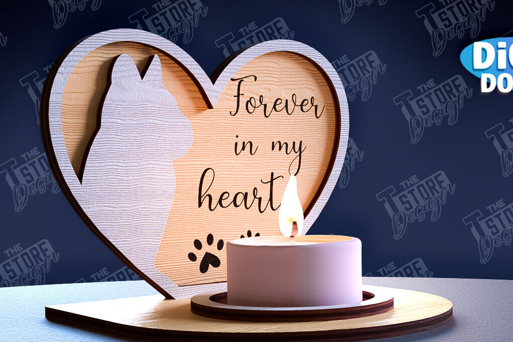 Σετ των 2 Intra απο ξύλο plywood 3mm-4mm πάχος – Μνημείο για κατοικίδια Κεριά κοπής με λέιζερ Δίασταση  20x20 cm INTRAFABR-95357505