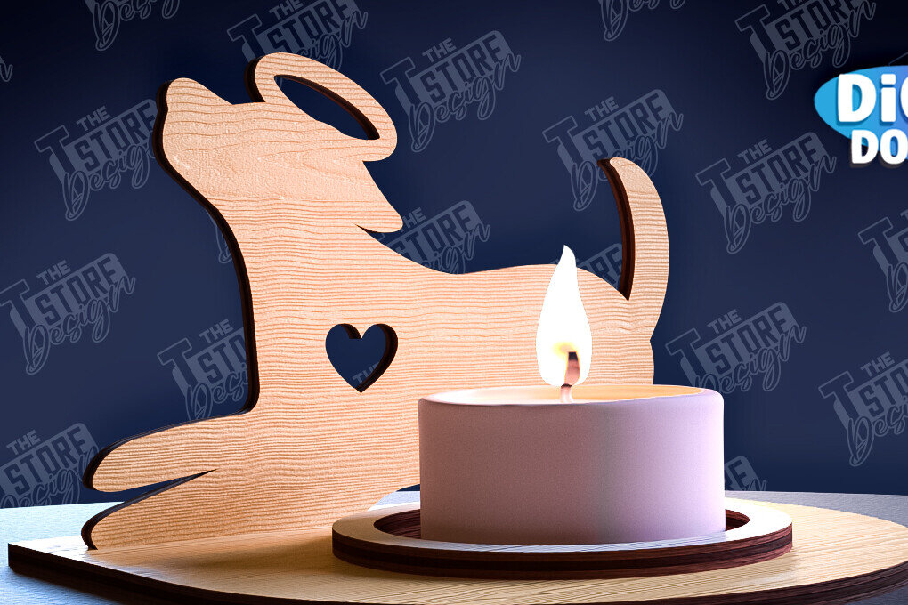 Σετ των 2 Intra απο ξύλο plywood 3mm-4mm πάχος – Μνημείο για κατοικίδια Κεριά κοπής με λέιζερ Δίασταση  20x20 cm INTRAFABR-95357511