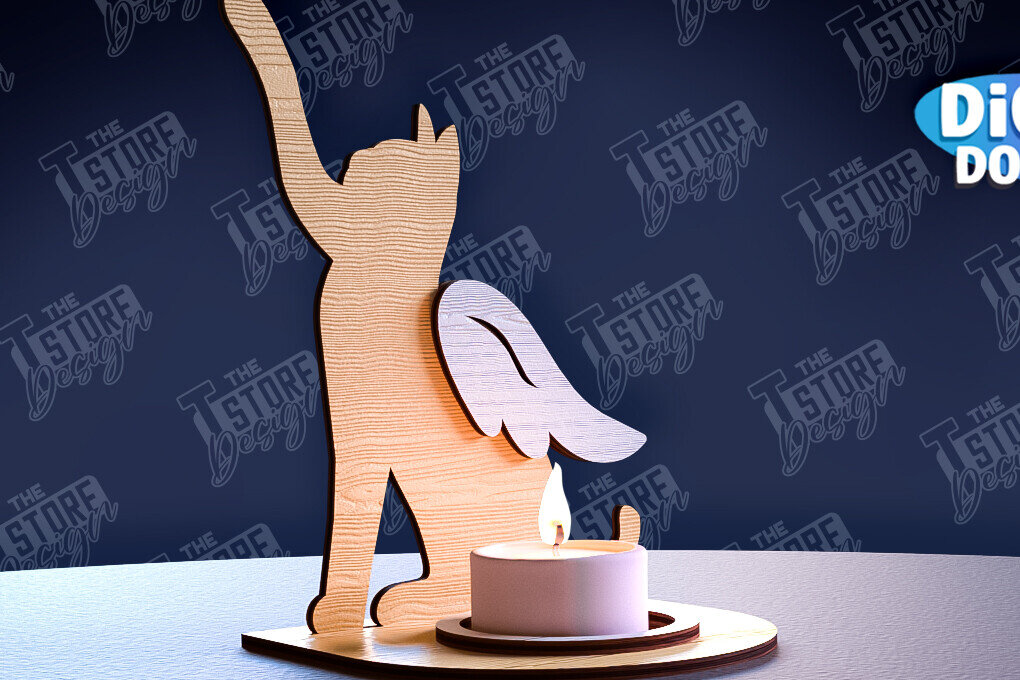 Σετ των 2 Intra απο ξύλο plywood 3mm-4mm πάχος – Μνημείο για κατοικίδια Κεριά κοπής με λέιζερ Δίασταση  20x20 cm INTRAFABR-95357520