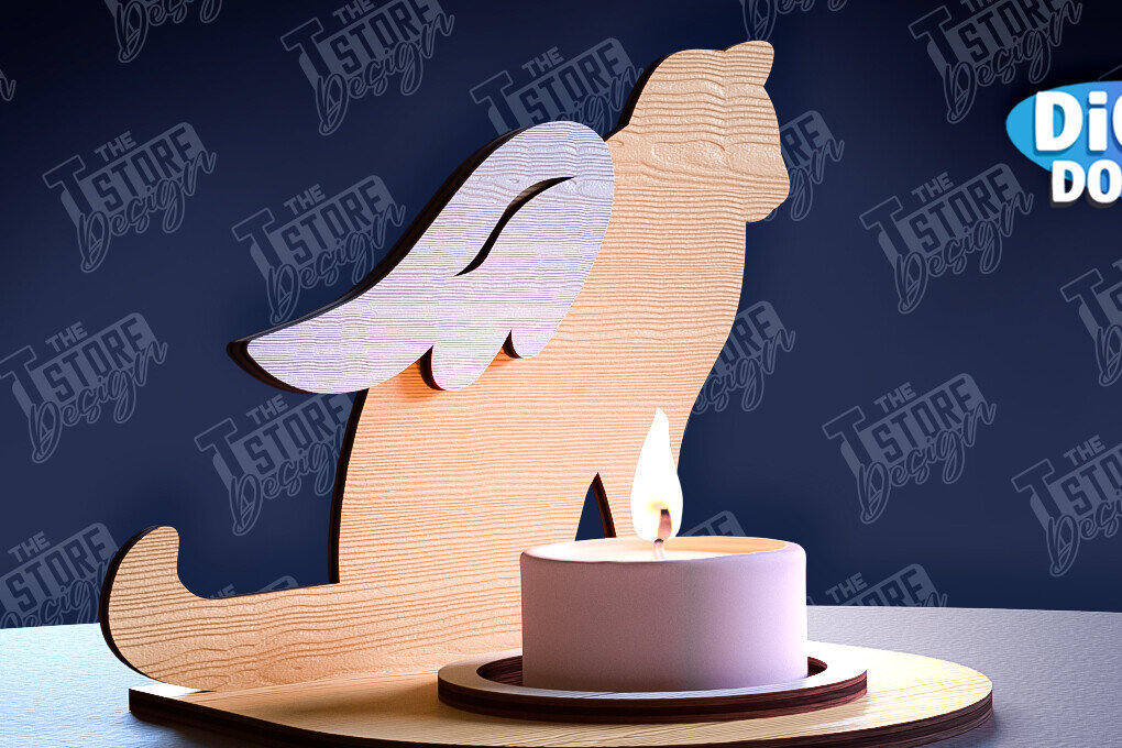 Σετ των 2 Intra απο ξύλο plywood 3mm-4mm πάχος – Μνημείο για κατοικίδια Κεριά κοπής με λέιζερ Δίασταση  20x20 cm INTRAFABR-95357524