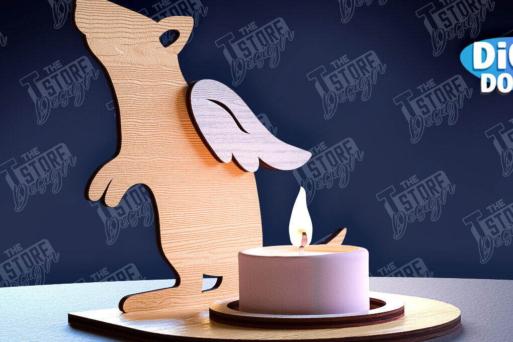 Σετ των 2 Intra απο ξύλο plywood 3mm-4mm πάχος – Μνημείο για κατοικίδια Κεριά κοπής με λέιζερ Δίασταση  20x20 cm INTRAFABR-95357532