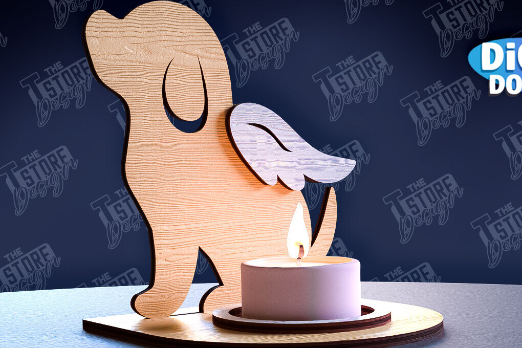 Σετ των 2 Intra απο ξύλο plywood 3mm-4mm πάχος – Μνημείο για κατοικίδια Κεριά κοπής με λέιζερ Δίασταση  20x20 cm INTRAFABR-95357537