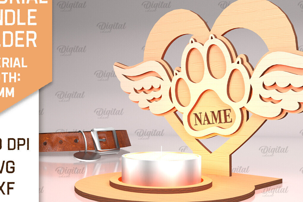 Σετ των 2 Intra απο ξύλο plywood 3mm-4mm πάχος – Μνημείο για κατοικίδια Κεριά κοπής με λέιζερ Δίασταση  20x20 cm INTRAFABR-94581537