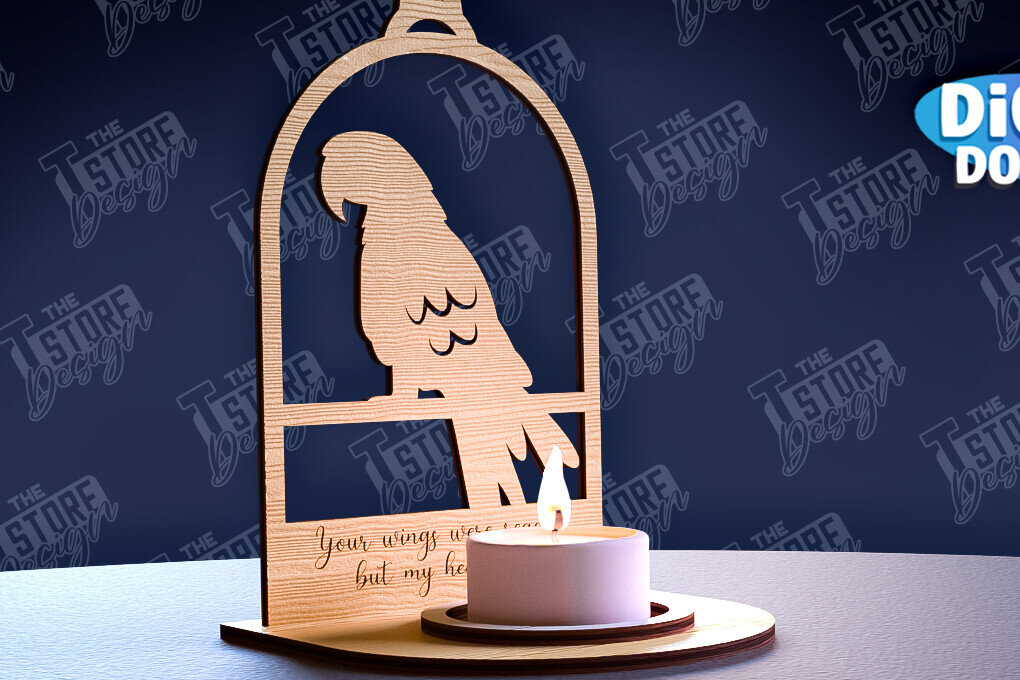 Σετ των 2 Intra απο ξύλο plywood 3mm-4mm πάχος – Μνημείο για κατοικίδια Κεριά κοπής με λέιζερ Δίασταση  20x20 cm INTRAFABR-95357541