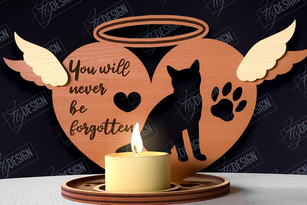 Σετ των 2 Intra απο ξύλο plywood 3mm-4mm πάχος – Μνημείο για κατοικίδια Κεριά κοπής με λέιζερ Δίασταση  20x20 cm INTRAFABR-95504771