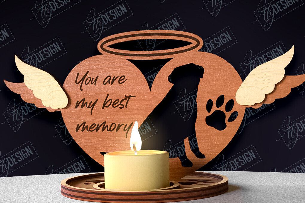 Σετ των 2 Intra απο ξύλο plywood 3mm-4mm πάχος – Μνημείο για κατοικίδια Κεριά κοπής με λέιζερ Δίασταση  20x20 cm INTRAFABR-95504782