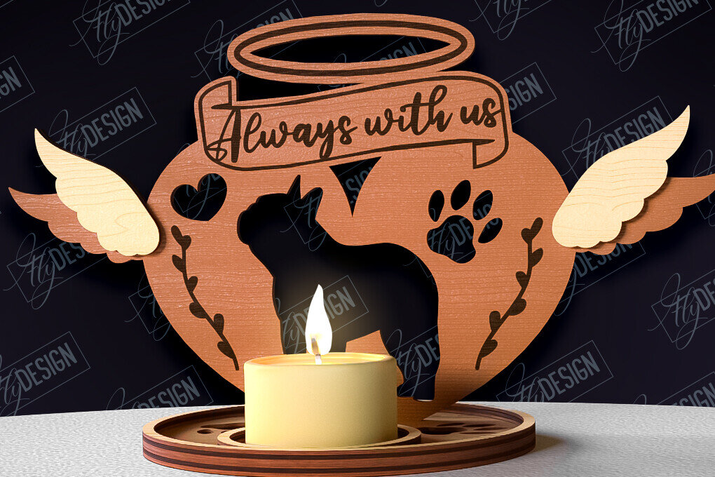 Σετ των 2 Intra απο ξύλο plywood 3mm-4mm πάχος – Μνημείο για κατοικίδια Κεριά κοπής με λέιζερ Δίασταση  20x20 cm INTRAFABR-95504805