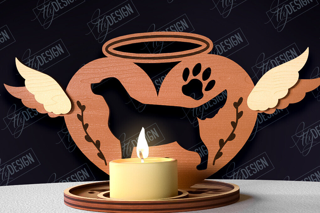 Σετ των 2 Intra απο ξύλο plywood 3mm-4mm πάχος – Μνημείο για κατοικίδια Κεριά κοπής με λέιζερ Δίασταση  20x20 cm INTRAFABR-95504809