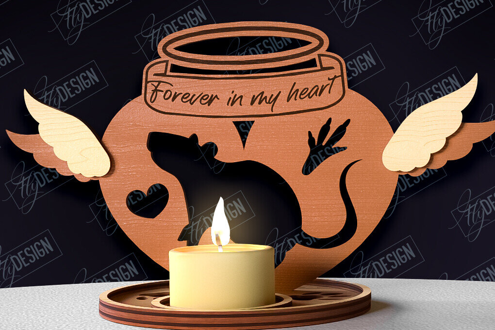 Σετ των 2 Intra απο ξύλο plywood 3mm-4mm πάχος – Μνημείο για κατοικίδια Κεριά κοπής με λέιζερ Δίασταση  20x20 cm INTRAFABR-95504815