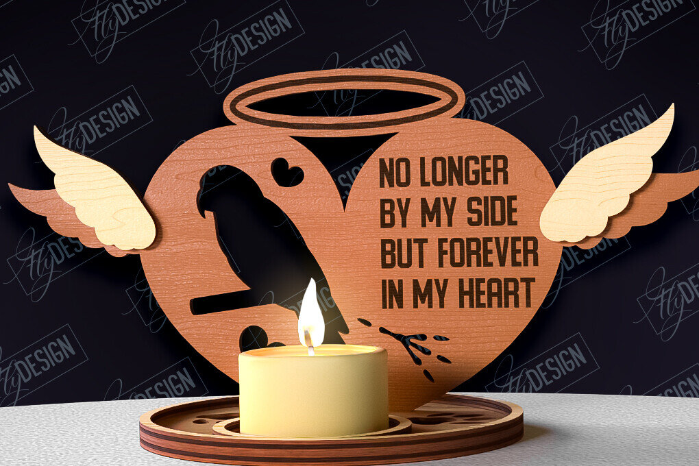 Σετ των 2 Intra απο ξύλο plywood 3mm-4mm πάχος – Μνημείο για κατοικίδια Κεριά κοπής με λέιζερ Δίασταση  20x20 cm INTRAFABR-95504824