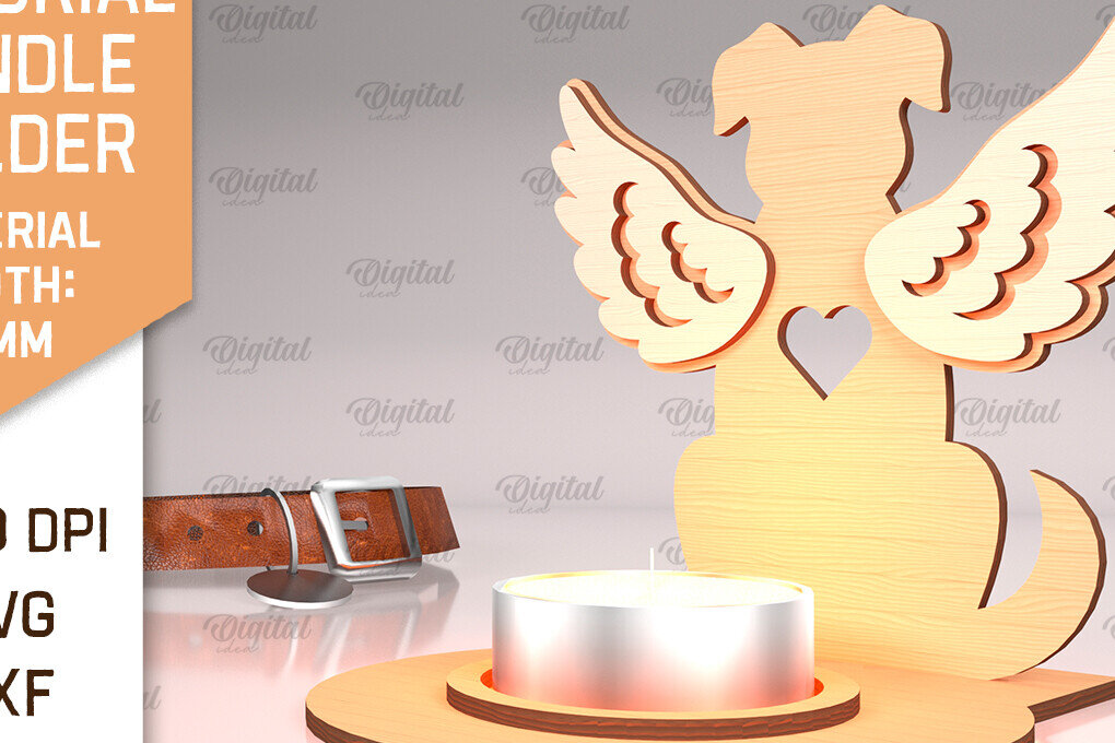 Σετ των 2 Intra απο ξύλο plywood 3mm-4mm πάχος – Μνημείο για κατοικίδια Κεριά κοπής με λέιζερ Δίασταση  20x20 cm INTRAFABR-94581587