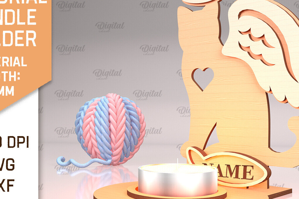 Σετ των 2 Intra απο ξύλο plywood 3mm-4mm πάχος – Μνημείο για κατοικίδια Κεριά κοπής με λέιζερ Δίασταση  20x20 cm INTRAFABR-94581604