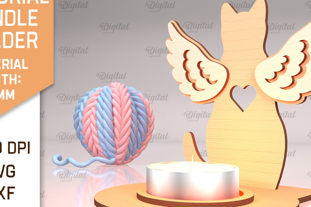 Σετ των 2 Intra απο ξύλο plywood 3mm-4mm πάχος – Μνημείο για κατοικίδια Κεριά κοπής με λέιζερ Δίασταση  20x20 cm INTRAFABR-94581666