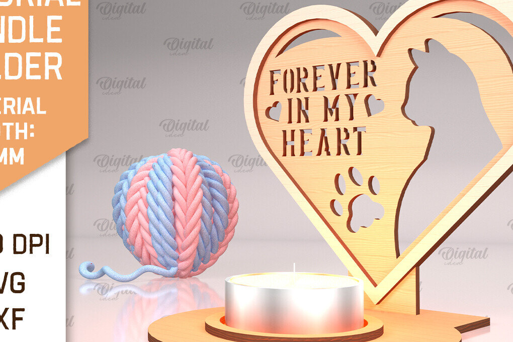 Σετ των 2 Intra απο ξύλο plywood 3mm-4mm πάχος – Μνημείο για κατοικίδια Κεριά κοπής με λέιζερ Δίασταση  20x20 cm INTRAFABR-94581807