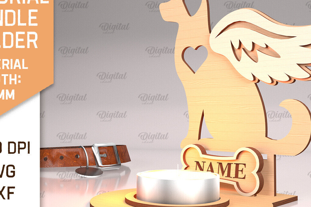 Σετ των 2 Intra απο ξύλο plywood 3mm-4mm πάχος – Μνημείο για κατοικίδια Κεριά κοπής με λέιζερ Δίασταση  20x20 cm INTRAFABR-94581458