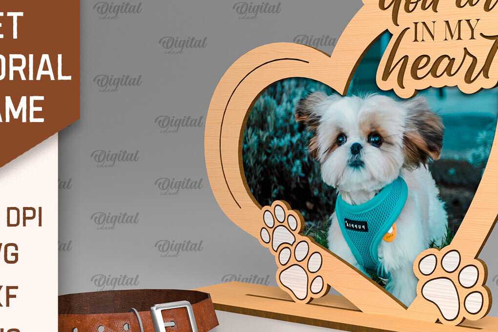 Σετ των 2 Intra απο ξύλο plywood 3mm-4mm πάχος – Πλαίσιο αναμνηστικού κατοικίδιου Cut Laser Δίασταση  20x20 cm INTRAFABR-93086343