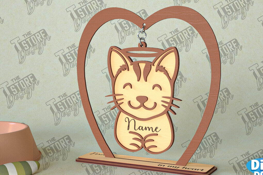 Σετ των 2 Intra απο ξύλο plywood 3mm-4mm πάχος – Μνημείο κατοικίδιων κρεμαστή καρδιά | Φτερά Αγγέλου Δίασταση  20x20 cm INTRAFABR-98698823