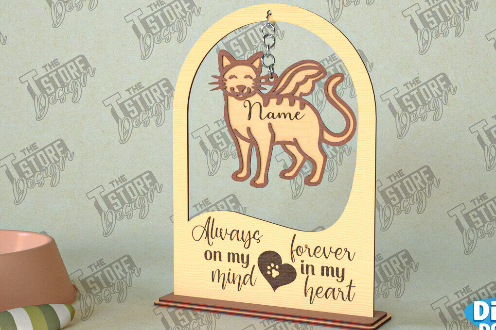 Σετ των 2 Intra απο ξύλο plywood 3mm-4mm πάχος – Μνημείο κατοικίδιων κρεμαστή καρδιά | Φτερά Αγγέλου Δίασταση  20x20 cm INTRAFABR-98698775