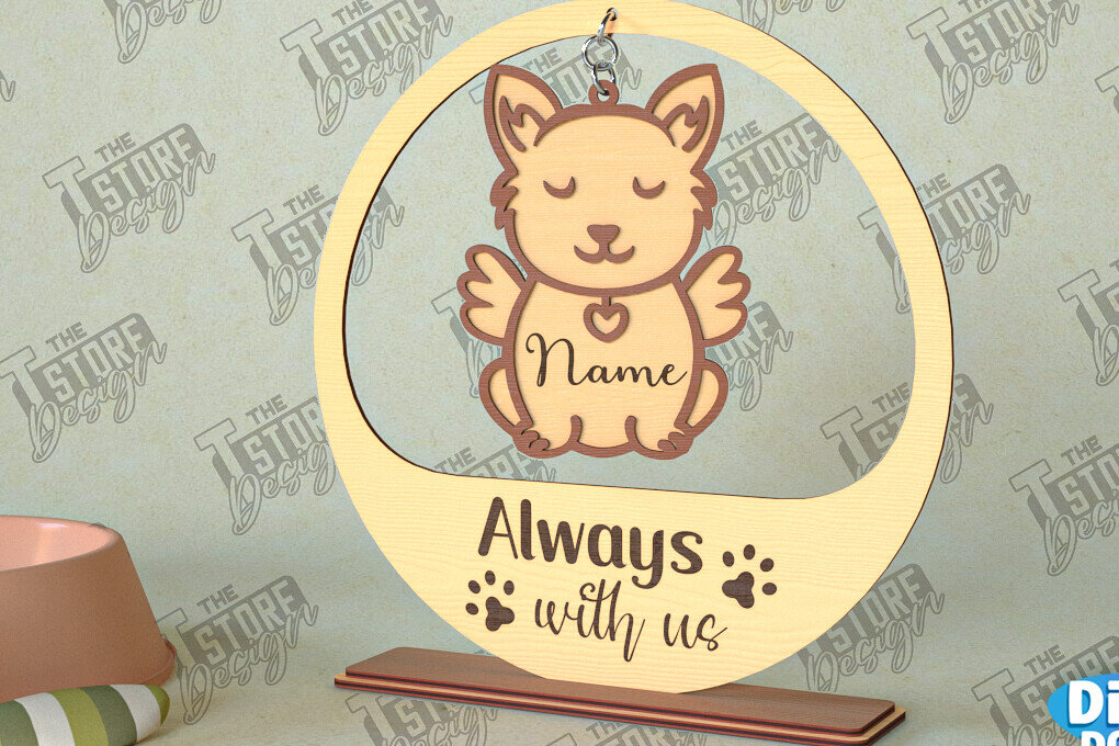 Σετ των 2 Intra απο ξύλο plywood 3mm-4mm πάχος – Μνημείο κατοικίδιων κρεμαστή καρδιά | Φτερά Αγγέλου Δίασταση  20x20 cm INTRAFABR-98698784