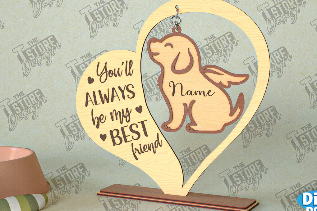 Σετ των 2 Intra απο ξύλο plywood 3mm-4mm πάχος – Μνημείο κατοικίδιων κρεμαστή καρδιά | Φτερά Αγγέλου Δίασταση  20x20 cm INTRAFABR-98698796