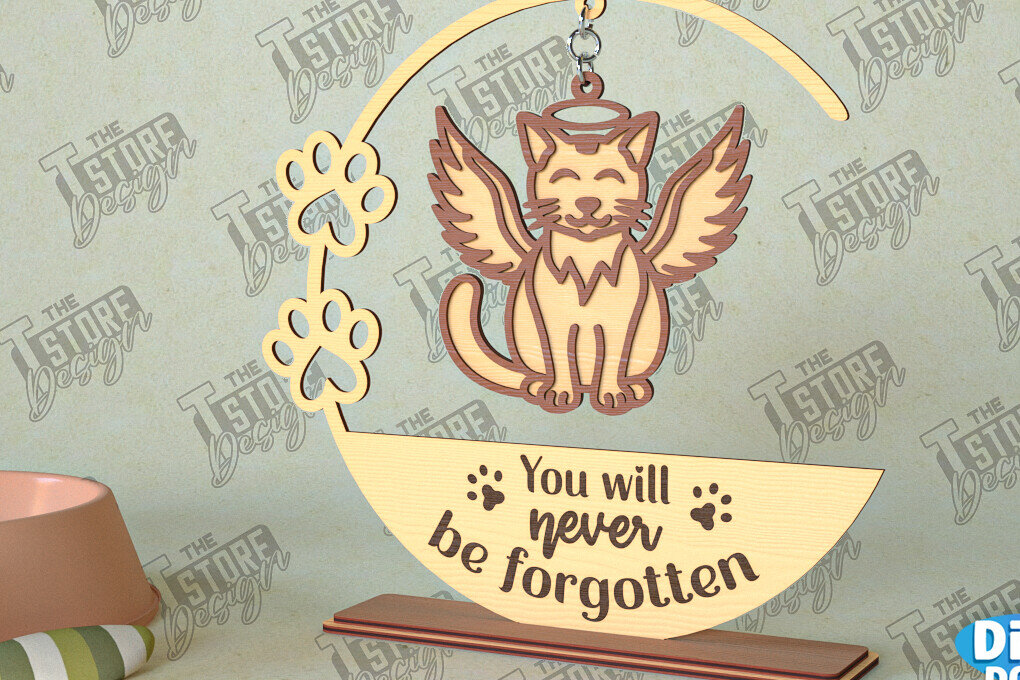 Σετ των 2 Intra απο ξύλο plywood 3mm-4mm πάχος – Μνημείο κατοικίδιων κρεμαστή καρδιά | Φτερά Αγγέλου Δίασταση  20x20 cm INTRAFABR-98698804