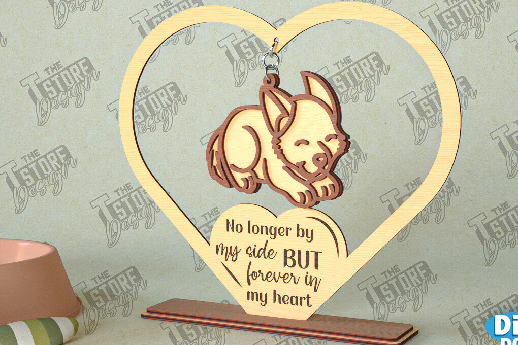 Σετ των 2 Intra απο ξύλο plywood 3mm-4mm πάχος – Μνημείο κατοικίδιων κρεμαστή καρδιά | Φτερά Αγγέλου Δίασταση  20x20 cm INTRAFABR-98698816