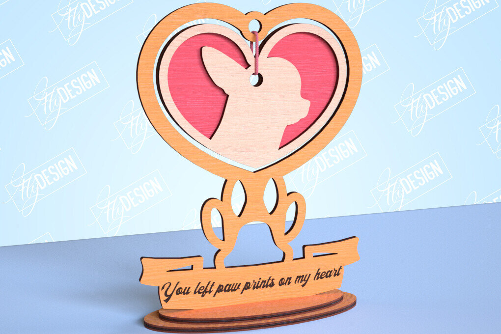 Σετ των 2 Intra απο ξύλο plywood 3mm-4mm πάχος – Μνημείο κατοικίδιων κρεμαστή καρδιά | Κατοικία Κατοικίδια Δίασταση  20x20 cm INTRAFABR-99262902