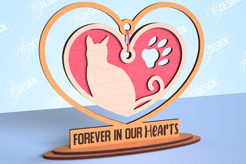 Σετ των 2 Intra απο ξύλο plywood 3mm-4mm πάχος – Μνημείο κατοικίδιων κρεμαστή καρδιά | Κατοικία Κατοικίδια Δίασταση  20x20 cm INTRAFABR-99262164