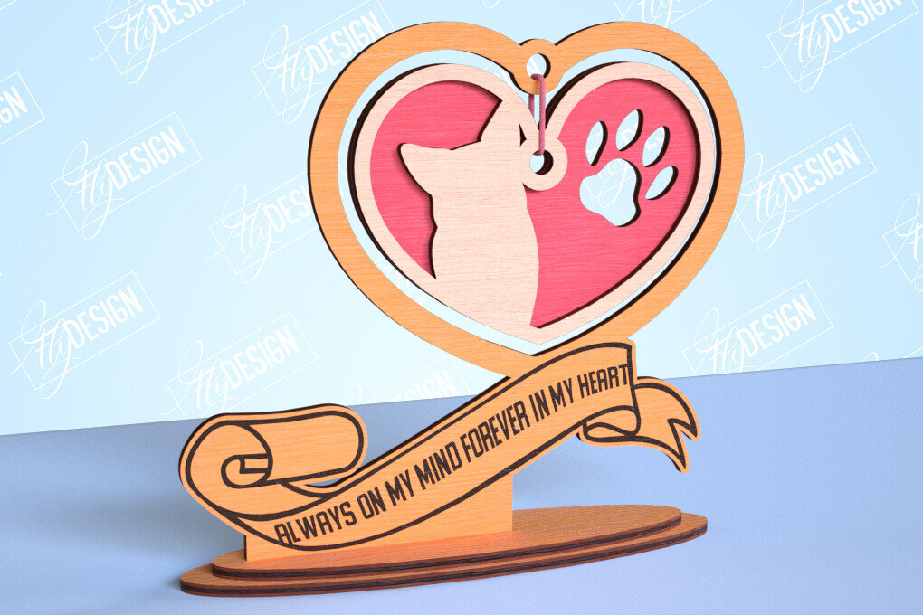 Σετ των 2 Intra απο ξύλο plywood 3mm-4mm πάχος – Μνημείο κατοικίδιων κρεμαστή καρδιά | Κατοικία Κατοικίδια Δίασταση  20x20 cm INTRAFABR-99262227