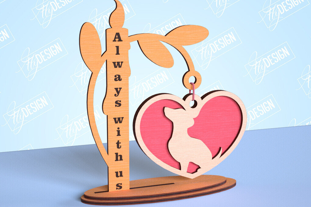 Σετ των 2 Intra απο ξύλο plywood 3mm-4mm πάχος – Μνημείο κατοικίδιων κρεμαστή καρδιά | Κατοικία Κατοικίδια Δίασταση  20x20 cm INTRAFABR-99262235