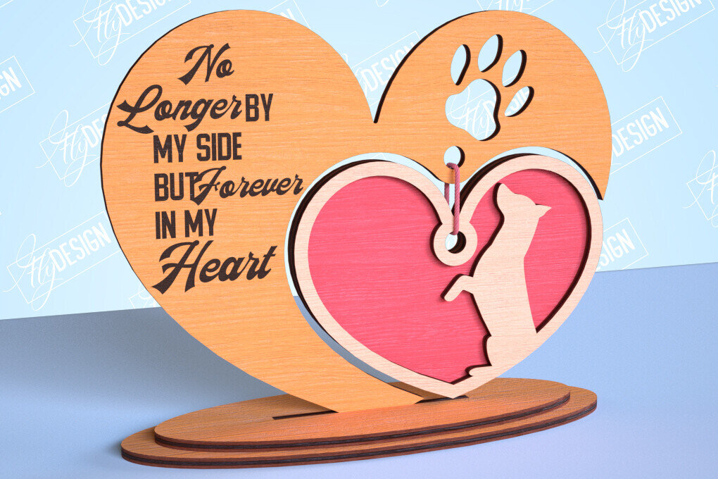 Σετ των 2 Intra απο ξύλο plywood 3mm-4mm πάχος – Μνημείο κατοικίδιων κρεμαστή καρδιά | Κατοικία Κατοικίδια Δίασταση  20x20 cm INTRAFABR-99262241