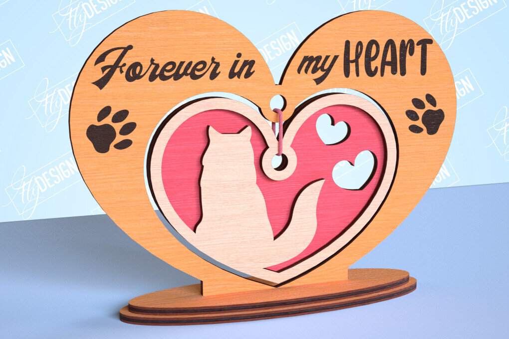 Σετ των 2 Intra απο ξύλο plywood 3mm-4mm πάχος – Μνημείο κατοικίδιων κρεμαστή καρδιά | Κατοικία Κατοικίδια Δίασταση  20x20 cm INTRAFABR-99262140